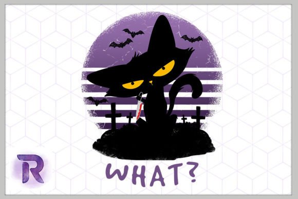 Funny Black Cat Halloween Say What