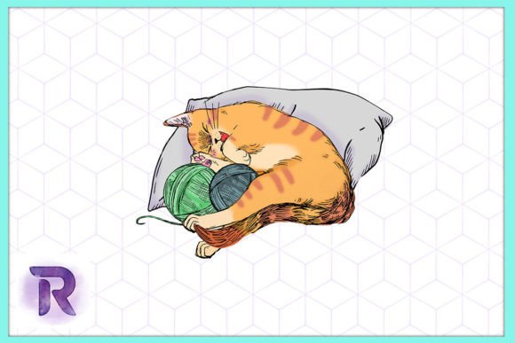 Funny Black Cat Playing with Pillow PNG