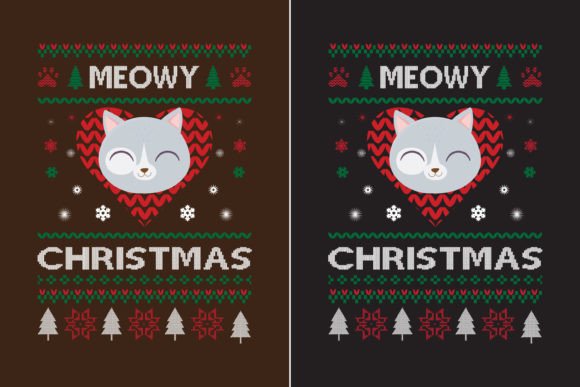 MEOWY CHRISTMAS CAT Black Red Customize