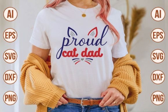 Proud Cat Dad Embroidery Design