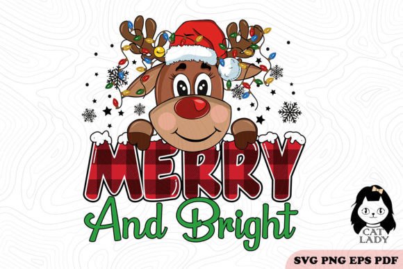 Reindeer Merry and Bright SVG PNG