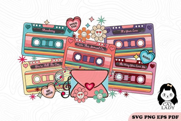 Retro Cassette Tapes Valentine SVG PNG