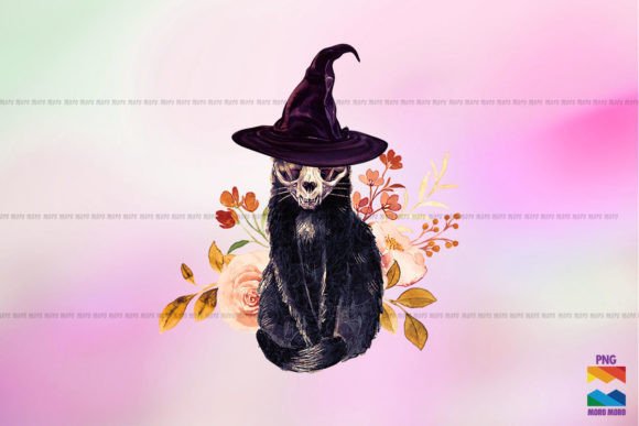 Spooky Cat with Flower