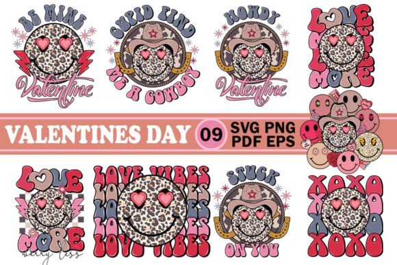Valentines Smiley Faces SVG PNG Bundle