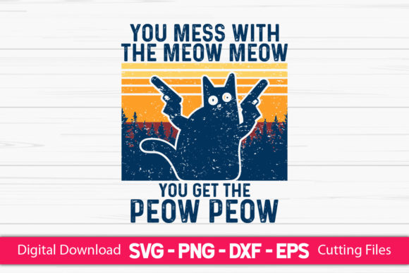 Vintage Black Cat Mess with the Meow